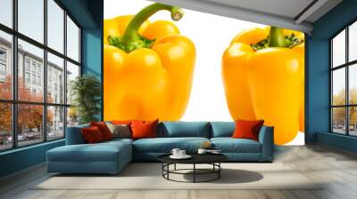 Yellow bell pepper on white background Wall mural