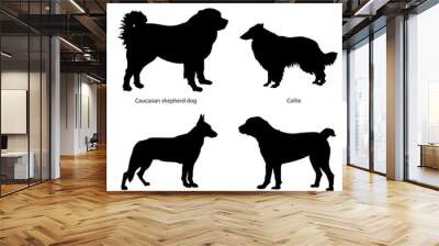 Dog silhouette icon set. Sheped dog collection. Sheedogs. Wall mural