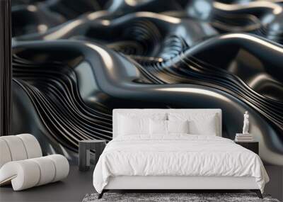 A pattern of swirling lines and curves with a glossy, reflective surface Wall mural