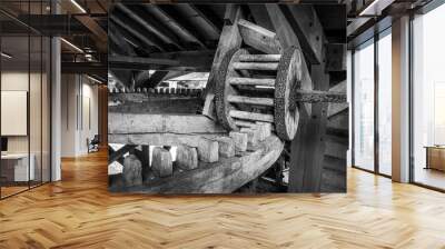 Wooden pin and cog mechanism from a cider mill Wall mural