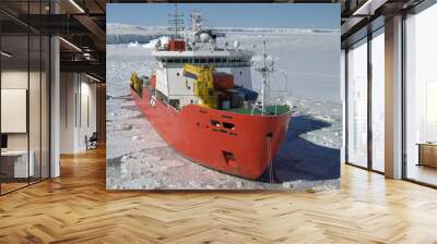 Icebreaker ship in the sea of Antarctic Wall mural