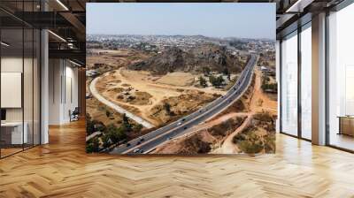 Scenic aerial view of highway in Jos city Nigeria Wall mural