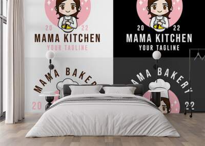 chef kitchen logo for food restaurant and cafe template Wall mural