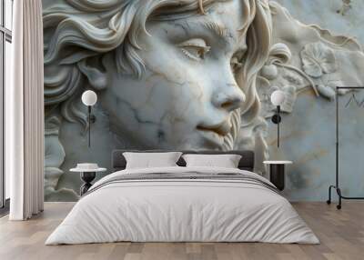 3D relief woman and flowers background wallpaper generative ai Wall mural