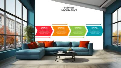 Abstract arrows of graph, diagram with 4 steps, options, parts or processes. Vector business template for presentation Wall mural