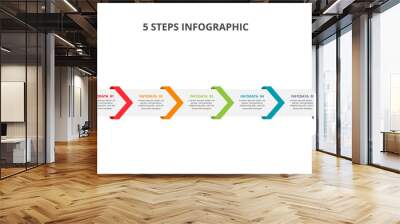 Abstract arrows of graph, diagram with 5 steps, options, parts or processes. Vector business template for presentation Wall mural