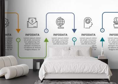 Abstract arrows of graph, diagram with 7 steps, options, parts or processes. Vector business template for presentation. Wall mural