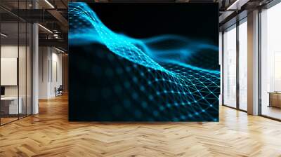 Abstract futuristic wave background. Wave of particles. Wave with connecting dots and lines. 3d rendering. Wall mural