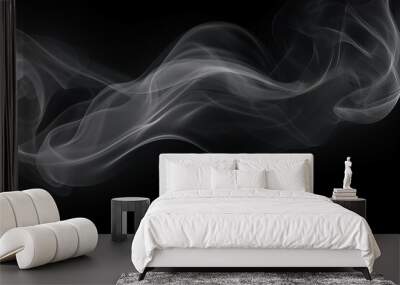 AI generated abstract futuristic picture of moving flame fog smoke texture isolated on dark background Wall mural