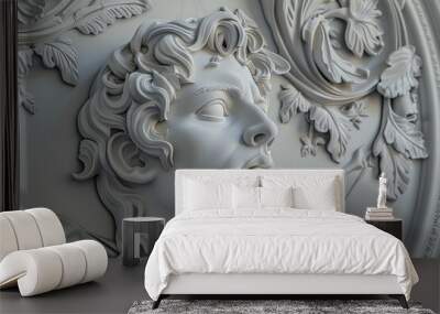 AI generated illustration elegant bas relief on textured wall with gypsum beautiful picture Wall mural