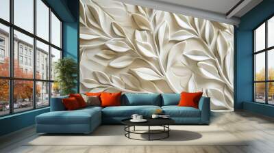 AI generated illustration of elegant bas relief on textured wall with gypsum Wall mural