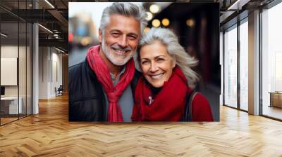 AI generated picture of happy elderly couple enjoy weekend together Wall mural