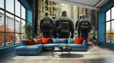 AI generated picture photo of confident soldier in camouflage Wall mural