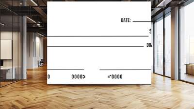 Bank check. Blank Check with Open Space for Your Text Wall mural