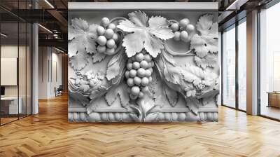 Bas relief pattern on concrete wall created with generative AI technology Wall mural