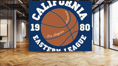 Basketball t-shirt graphic design. California team typography emblem, Print for sportswear apparel Wall mural