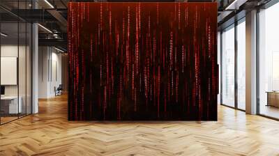 Binary code with numbers moving on the screen. Digital age. Binary algorithm, data code, decryption and encoding. Matrix background of numbers. 3D rendering. Wall mural