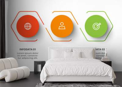 Circle concept for infographic with 3 steps, options, parts or processes. Business data visualization. Wall mural