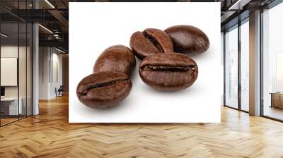 Coffee beans isolated on white background Wall mural