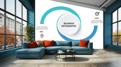 Creative concept for infographic with 2 steps, options, parts or processes. Business data visualization. Wall mural