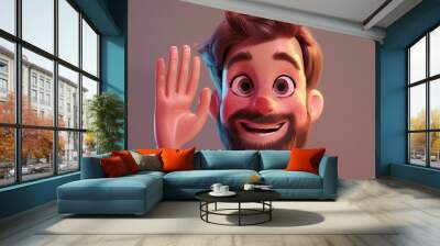 Digital image in 3D cartoon style of funny adult young man made with generative AI technology Wall mural