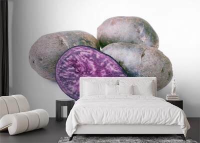 Fresh purple potatoes isolated on a white background Wall mural