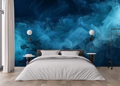 Generative ai collage image picture of blue fog mist air flying illuminated by vivid neon filter Wall mural