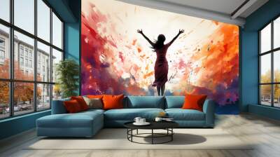 Generative AI futuristic picture painting of spiritual awakening enlightenment meditation and art concept Wall mural