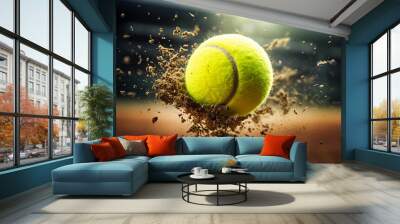 Generative AI illustration of focused tennis player on court ready for important championship league match Wall mural