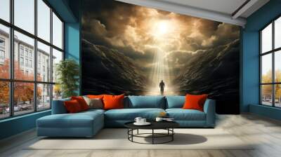 Generative AI picture second coming of Jesus Christ in heavenly glory Wall mural