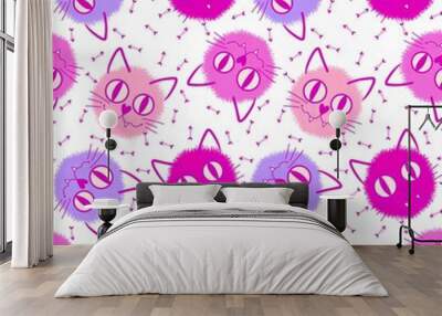 Halloween animals seamless watercolor paint cats pattern for fabrics and kids clothes and party accessories Wall mural