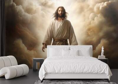 Jesus Christ in heaven surrounded by light embraced by heavenly atmosphere Image ai generated Wall mural