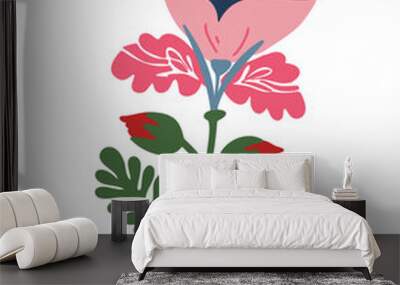 Creative floral compositions with vibrant flowers and expressive shapes Wall mural