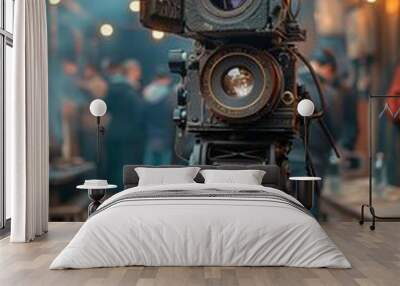 Old cinematographic camera Wall mural