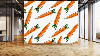 Seamless pattern with carrot, doodle style, hand drawing, vector illustration Wall mural