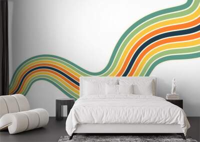 abstract background of rainbow groovy wavy line design in 1970s hippie retro style. vector pattern r Wall mural