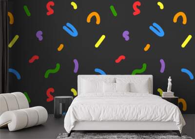 seamless pattern with colored abstract shapes on a dark background Wall mural