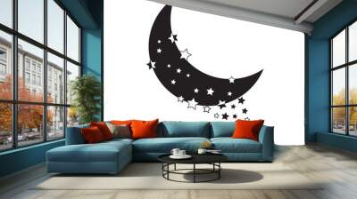 Moon and star night sky icon Wall mural