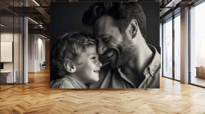 Lovable little child with his her mom dad happy family mother father day celebration Generative AI Wall mural