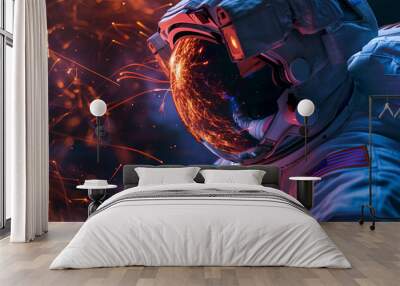 Modernistic futuristic space traveling conceptual photo image AI generative cosmic science fiction Wall mural