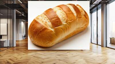 Photo of fresh baked bread generated with ai technology isolated on white color background Wall mural