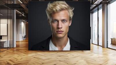 Photography of a nice groomed man created with generative ai isolated on dark grey background Wall mural