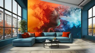 Promotion of electronic cigarette vape unhealthy habit lifestyle, vibrant colorful Generative AI photo Wall mural