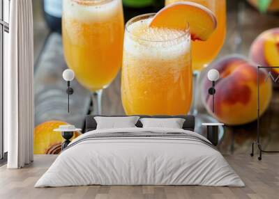 ProseccSweet Bubbly Peach BelliniSweet Bubbly Peach Bellini Mimosa with Champagne Wall mural