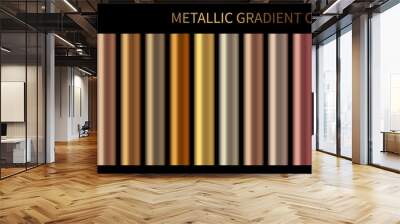 Metallic, bronze, silver, gold, chrome, copper metal foil texture gradient template Vector Wall mural