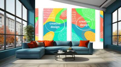 Vector flyers, banners, poster, cards, brochure with colorful abstract design Wall mural