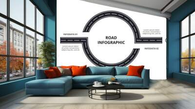 road concept for infographic with 2 steps, options, parts or processes. business data visualization. Wall mural