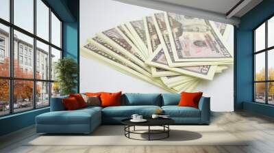 money dollar bills on a white background Wall mural