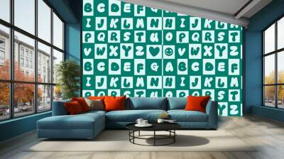 School English alphabet pattern for kids and fabrics and wrapping paper and notebooks and packaging and hobbies Wall mural