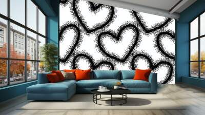 Seamless valentines pattern with hearts and dots for gifts  Wall mural